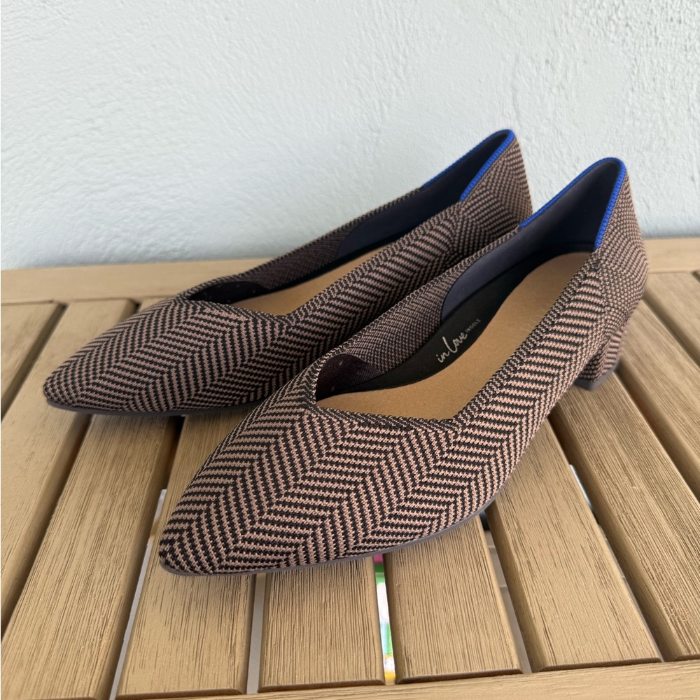 Rothy's Brown Herringbone Point Heels